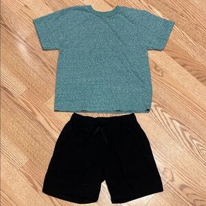 Boys active casual wear green top sz  S and Black Shorts sz 8 lot